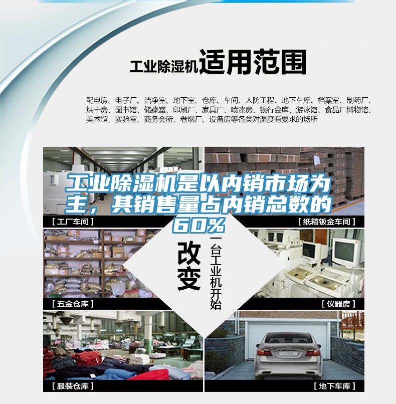 工業(yè)除濕機是以內(nèi)銷市場為主，其銷售量占內(nèi)銷總數(shù)的60%